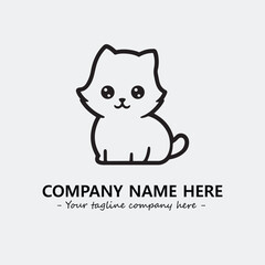 Cat illustration black and white for logo company vector image