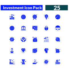 Investment thin line icons set. Investment, Investor, Asset, Profit, Portfolio, Fund, Dividend editable stroke icon. Vector
