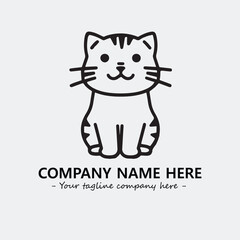 Cat illustration black and white for logo company vector image