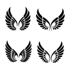 Obraz premium A vector set of wings illustration, featuring bird and angel designs, perfect as a tattoo icon or art symbol