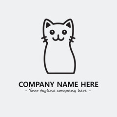 Cat illustration black and white for logo company vector image