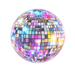 Colorful disco ball reflecting light a vibrant sphere of mirrored squares perfect for parties and celebrations