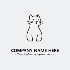 Cat illustration black and white for logo company vector image