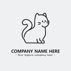 Cat illustration black and white for logo company vector image