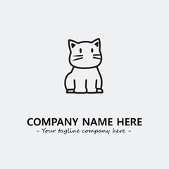 Cat illustration black and white for logo company vector image
