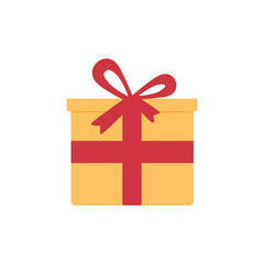 Colorful present box with a bow on isolated white background. Gifts for birthday, Christmas and holidays. Vector illustration cartoon flat style.