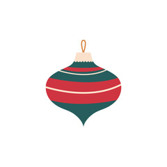 Christmas ornament on isolated white background. Ornament for Christmas tree. Vector illustration cartoon flat style.