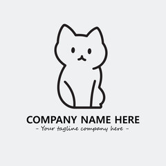 Cat illustration black and white for logo company vector image