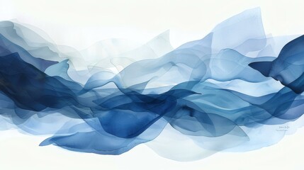 Abstract Watercolor Composition in Pale Blue Shades: Fluid Layers and Transparency Create a Dreamy Artistic Visual