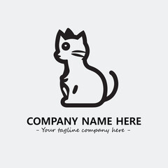 Cat illustration black and white for logo company vector image