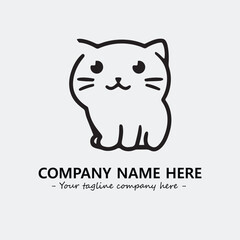 Cat illustration black and white for logo company vector image