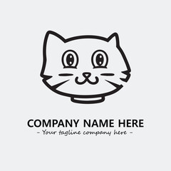Cat illustration black and white for logo company vector image