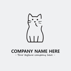 Cat illustration black and white for logo company vector image