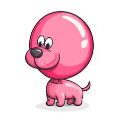 Fototapeta premium Pink bubblegum dog cartoon illustration cute puppy sweet treat candy character design