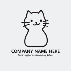 Cat illustration black and white for logo company vector image