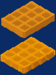 Gaufres pixel art 8-bit – isométrique vectoriel