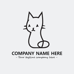 Cat illustration black and white for logo company vector image