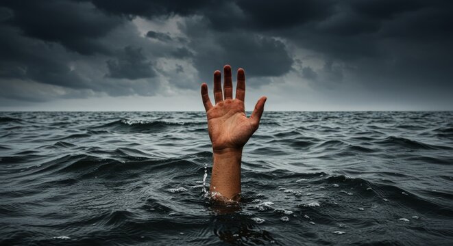 man drowning, danger at sea