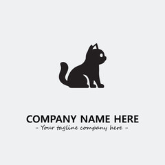 Cat illustration black and white for logo company vector image