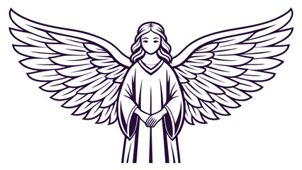 Fototapeta premium Graceful Vintage Style Angel Illustration Elegant Spiritual Line Art