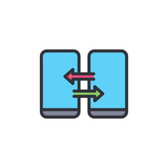 Obraz premium Mobile sharing colored icons, minimalist vector illustration ,simple transparent graphic element .Isolated on white background