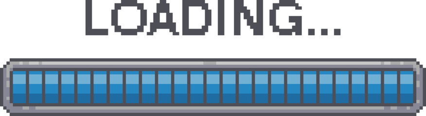 Pixel art 8 bit loading bar indicator. Retro styled game design interface.