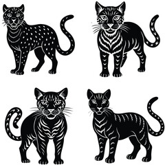 Obraz premium Wild Cat Vector Silhouetted Bundle Set Collection