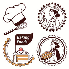 cooking food lettering kitchen badge  logos 
