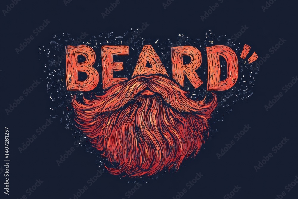 Aufkleber creative typography design features the word beard shaped like an elaborate beard, showcasing artist