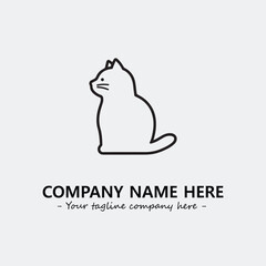 Cat illustration black and white for logo company vector image