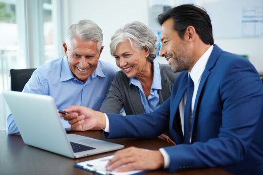 Financial Advisor Meeting with Senior Couple Planning for Retirement
