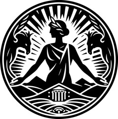 sketch vector illustration silhouette design icon logo symbol mascot warrior mythology classic vintage knight beauty princess roman greek  