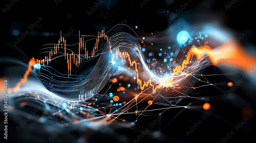 Aufkleber dynamic financial data visualization global market trends infographic digital environment high-tech 
