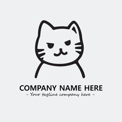 Cat illustration black and white for logo company vector image