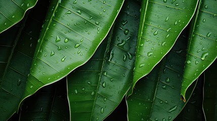 Fototapeta premium droplets banana leaf background