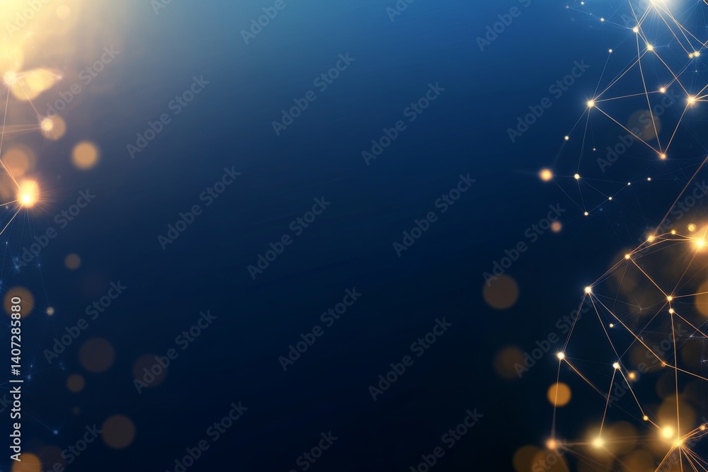 Aufkleber deep blue background showcases shimmering golden particles in an elegant pattern, perfect for creati