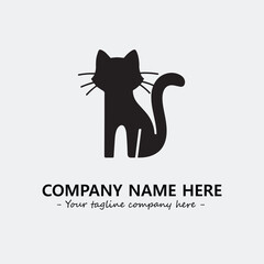 Cat illustration black and white for logo company vector image