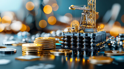 Construction and investment insights financial market digital model urban setting elevated perspective wealth strategies