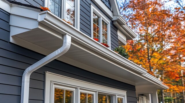 Modern home exterior with gutters