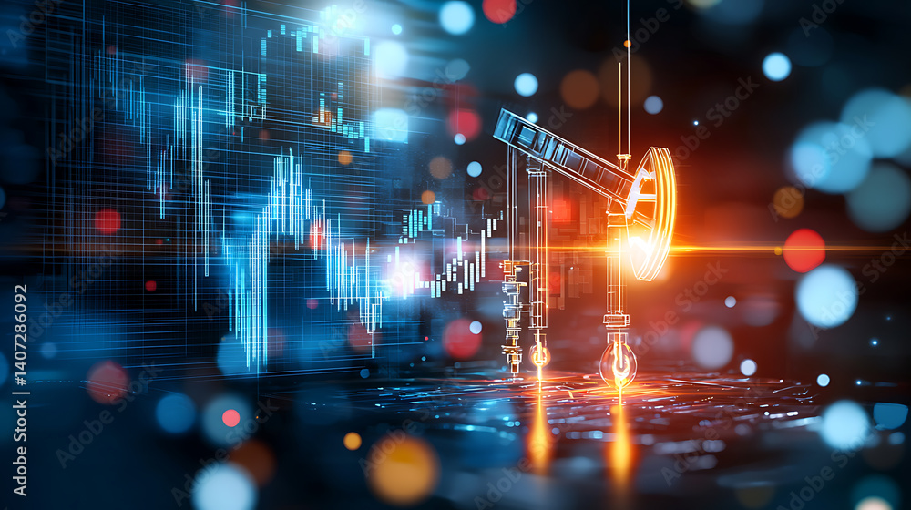 Aufkleber analyzing oil market trends using data visualization tools in a digital environment