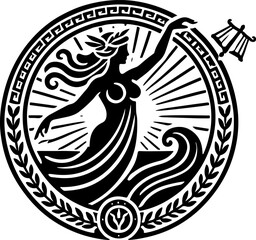 sketch vector illustration silhouette design icon logo symbol mascot warrior mythology classic vintage knight beauty roman greek 