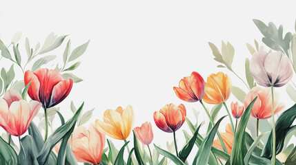 Obraz premium tulip, graphic design, rose, holiday, postcard, valentine's day, paint, pastel colored, rsvp card, cosmos, wedding background, pattern, celebration, blossom, hand-painted, foliage, pastel, painting,