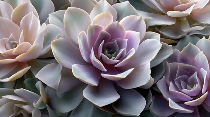 Fototapeta premium echeveria lola succulent macro seamless tile rosettes pastel pink lavender green