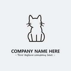 Cat illustration black and white for logo company vector image