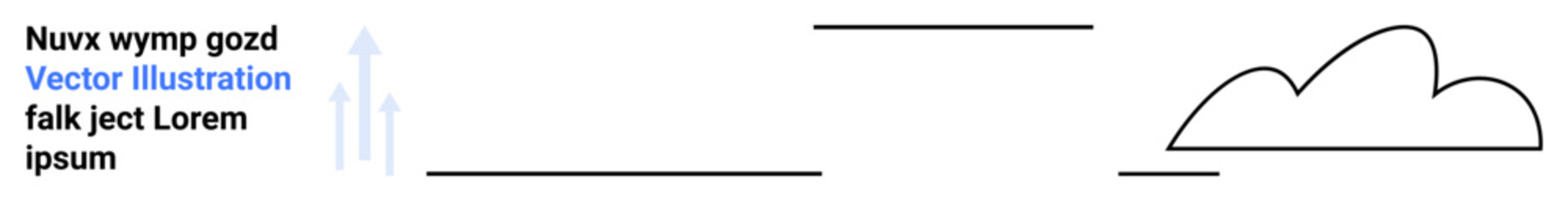 Minimal cloud outline paired with abstract straight lines, upward arrow shapes, and placeholder text in a simple layout. Ideal for tech interface, progress tracking, weather app, data visualization