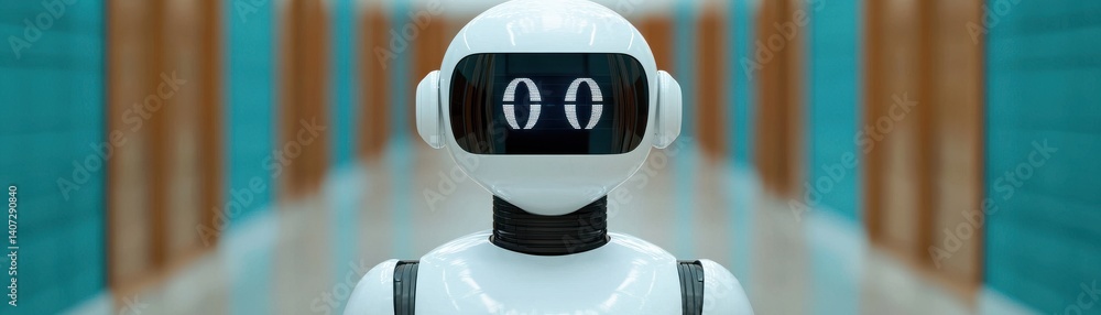Poster exploring ai robotics innovations technology lab image showcase modern setting front view futuristic