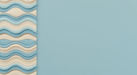 Fototapeta premium Abstract Blue and Beige Wave Pattern Design Minimalist Background Texture