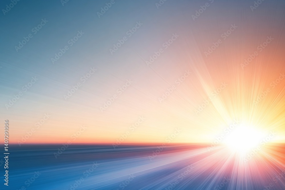 Poster A glowing light source emits soft blue rays, creating a serene atmosphere against a pale gray backdrop. The space on the right invites creative content placement