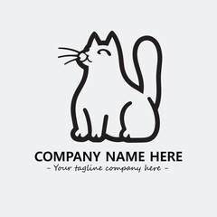 Cat illustration black and white for logo company vector image
