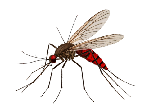 Blood-Filled Mosquito Close-Up, Isolated Transparent Background